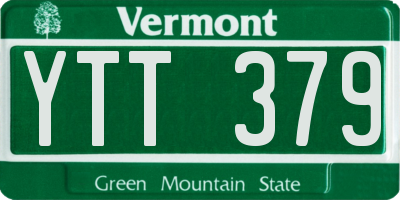 VT license plate YTT379