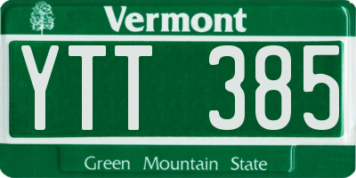 VT license plate YTT385