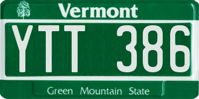 VT license plate YTT386