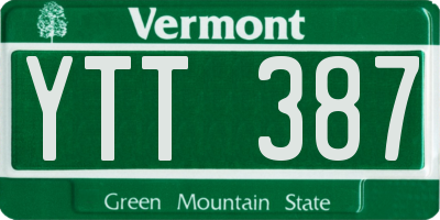VT license plate YTT387