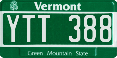 VT license plate YTT388