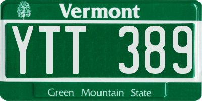 VT license plate YTT389