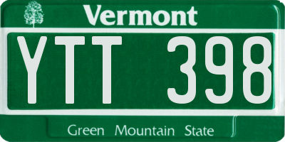 VT license plate YTT398