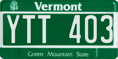 VT license plate YTT403