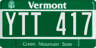 VT license plate YTT417