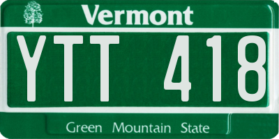VT license plate YTT418