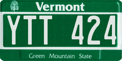 VT license plate YTT424