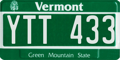 VT license plate YTT433