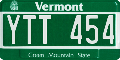 VT license plate YTT454