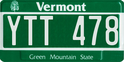 VT license plate YTT478