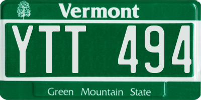 VT license plate YTT494