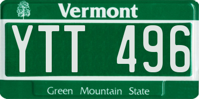 VT license plate YTT496