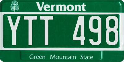 VT license plate YTT498