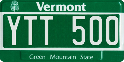 VT license plate YTT500