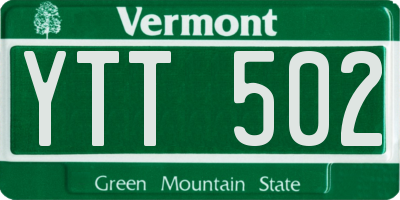 VT license plate YTT502