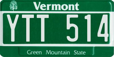 VT license plate YTT514