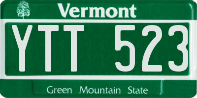VT license plate YTT523