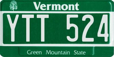 VT license plate YTT524