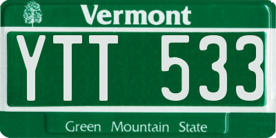 VT license plate YTT533