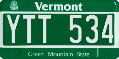 VT license plate YTT534