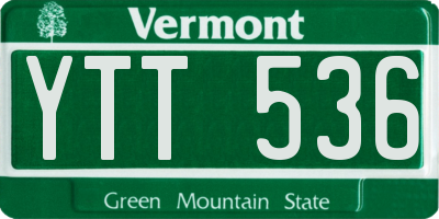 VT license plate YTT536