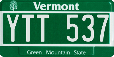 VT license plate YTT537