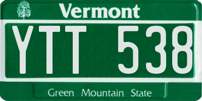 VT license plate YTT538