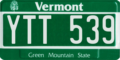 VT license plate YTT539
