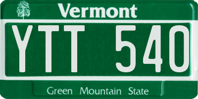 VT license plate YTT540