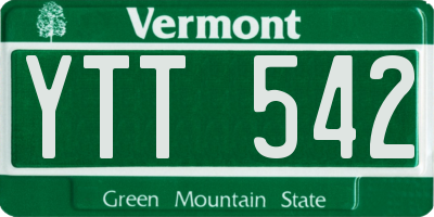 VT license plate YTT542
