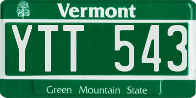 VT license plate YTT543