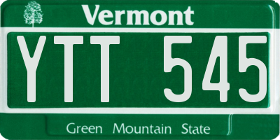 VT license plate YTT545