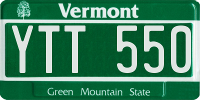 VT license plate YTT550
