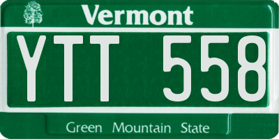 VT license plate YTT558