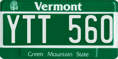 VT license plate YTT560