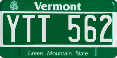 VT license plate YTT562
