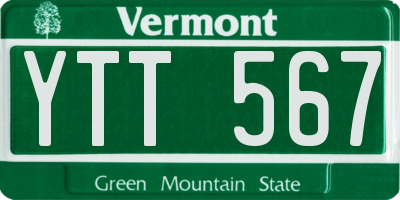 VT license plate YTT567