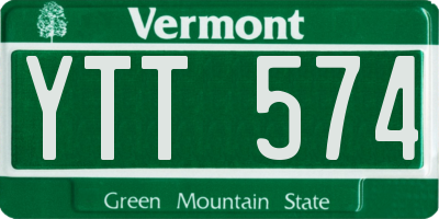 VT license plate YTT574