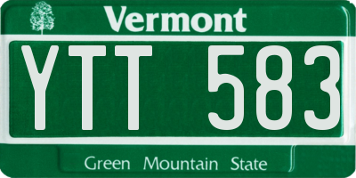 VT license plate YTT583