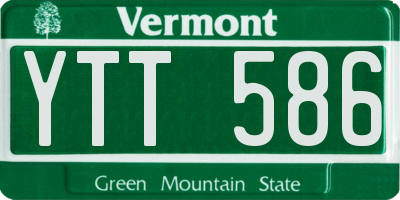 VT license plate YTT586