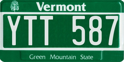 VT license plate YTT587