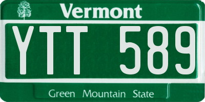 VT license plate YTT589