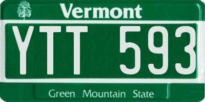 VT license plate YTT593