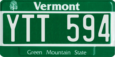 VT license plate YTT594