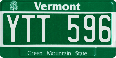 VT license plate YTT596