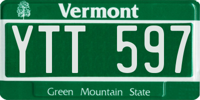 VT license plate YTT597