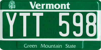VT license plate YTT598
