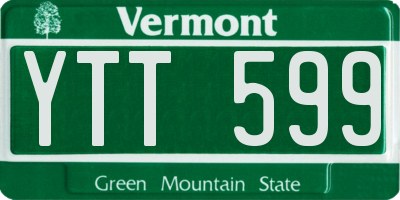VT license plate YTT599
