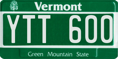 VT license plate YTT600