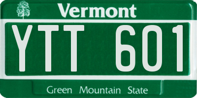 VT license plate YTT601